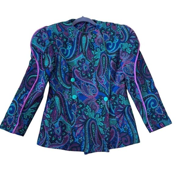 Stefano’s by Stephan Carey vintage paisley blazer jacket 8 wool - Picture 1 of 9